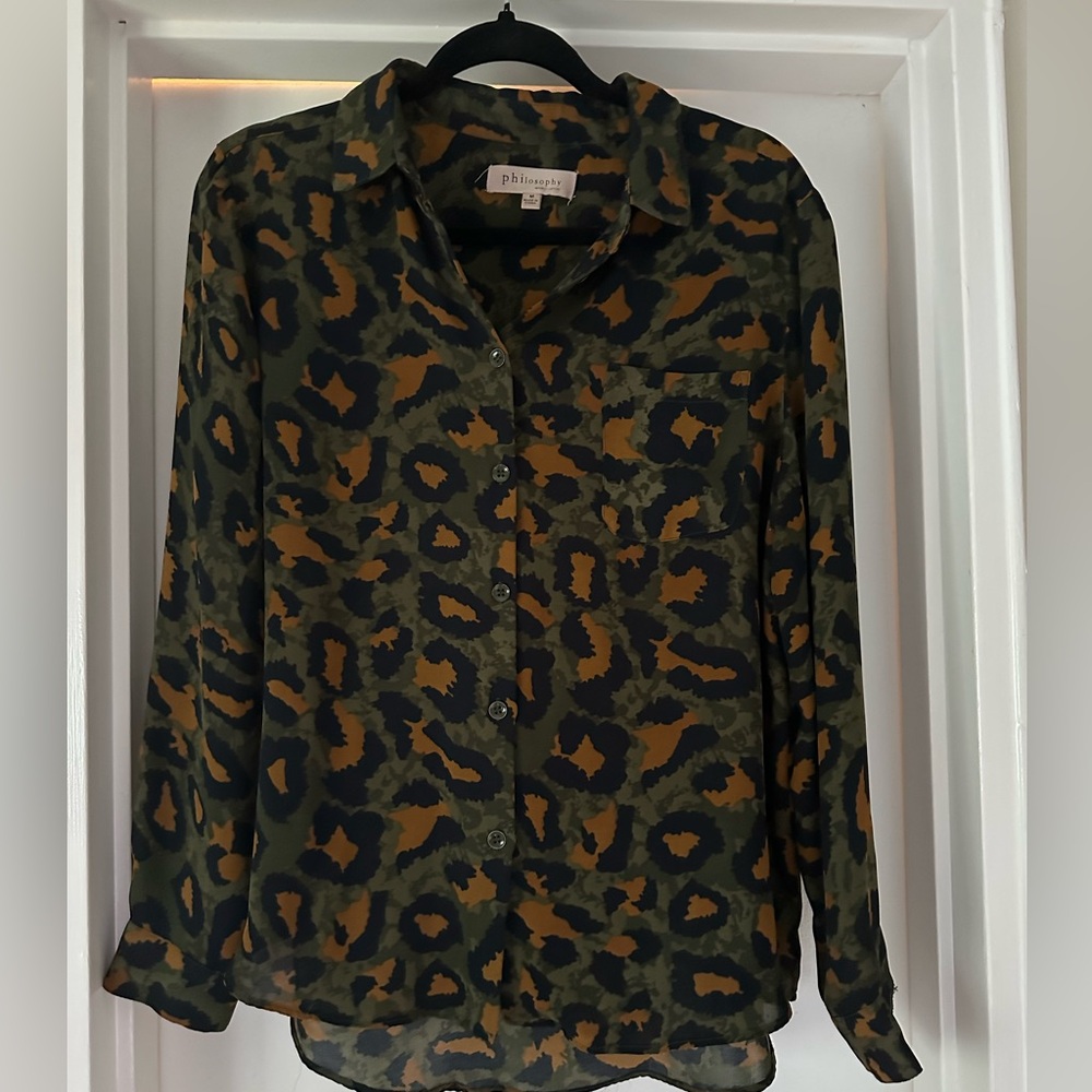 Philosophy - Animal Print Button-Up Blouse